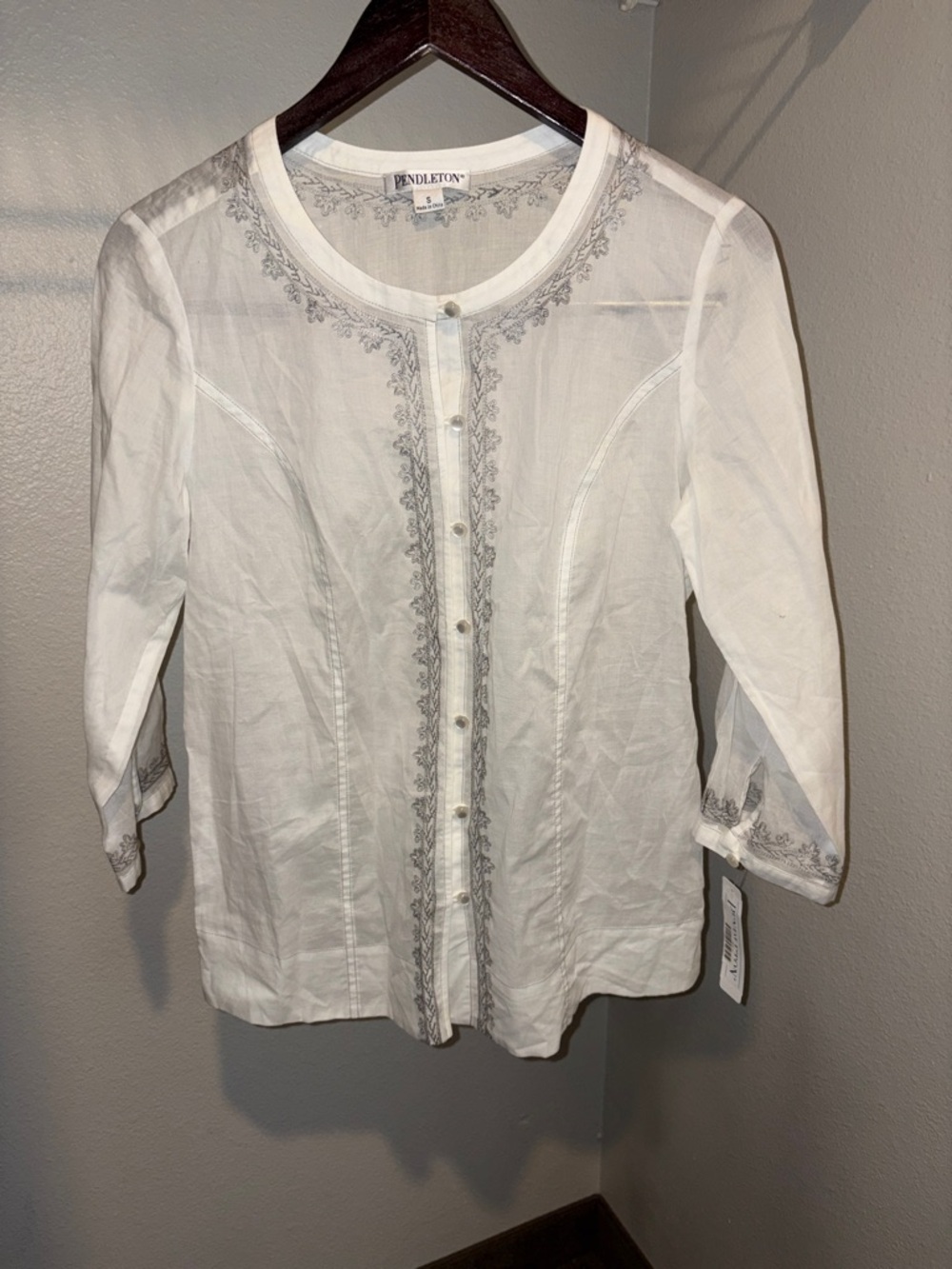 NWT Pendleton Palm Desert Embroidered Button Down, sz S